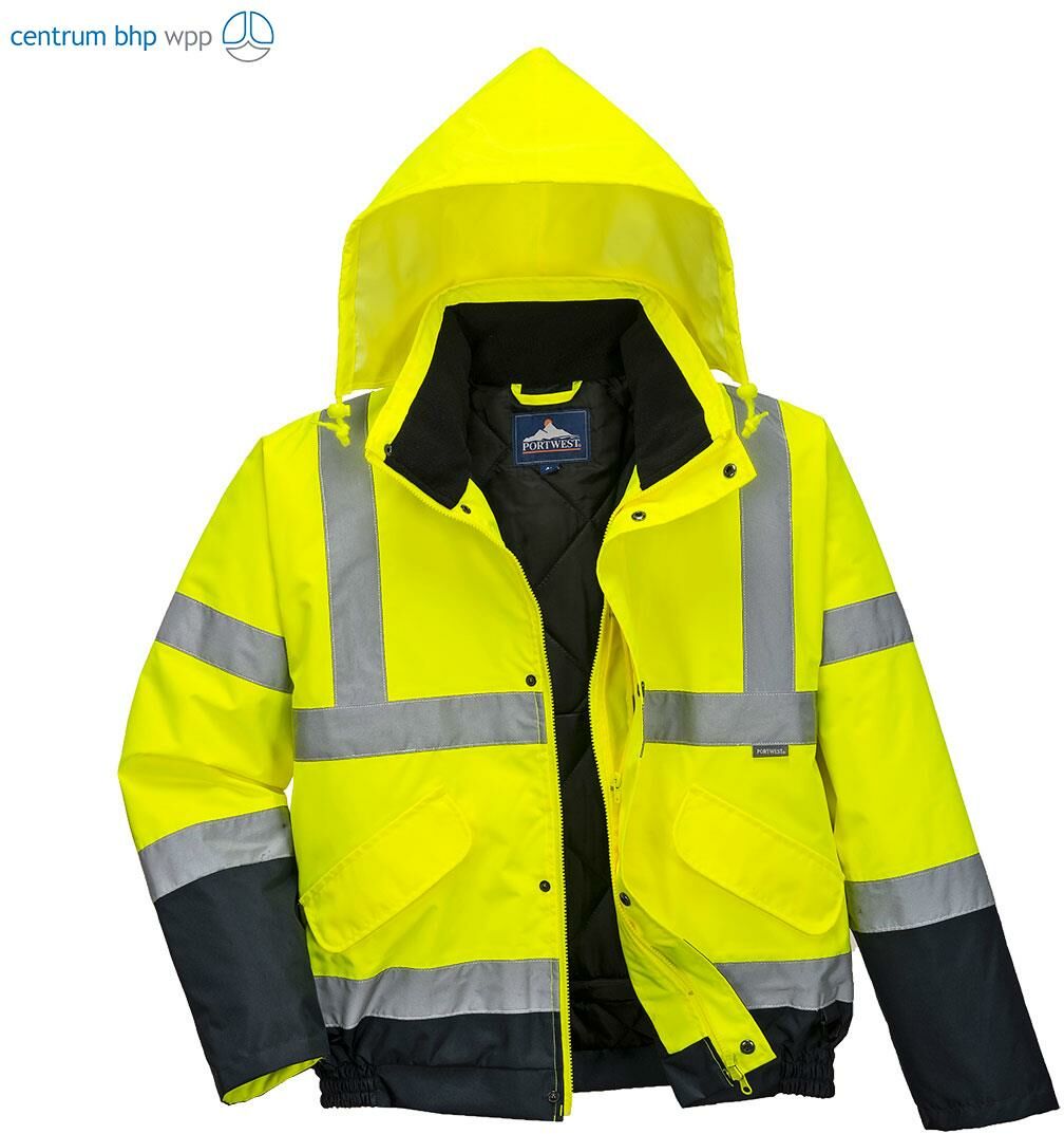 PORTWEST S266 DWUKOLOROWA KURTKA OSTRZEGAWCZA BOMBER; ŻÓŁTY/GRANATOWY
