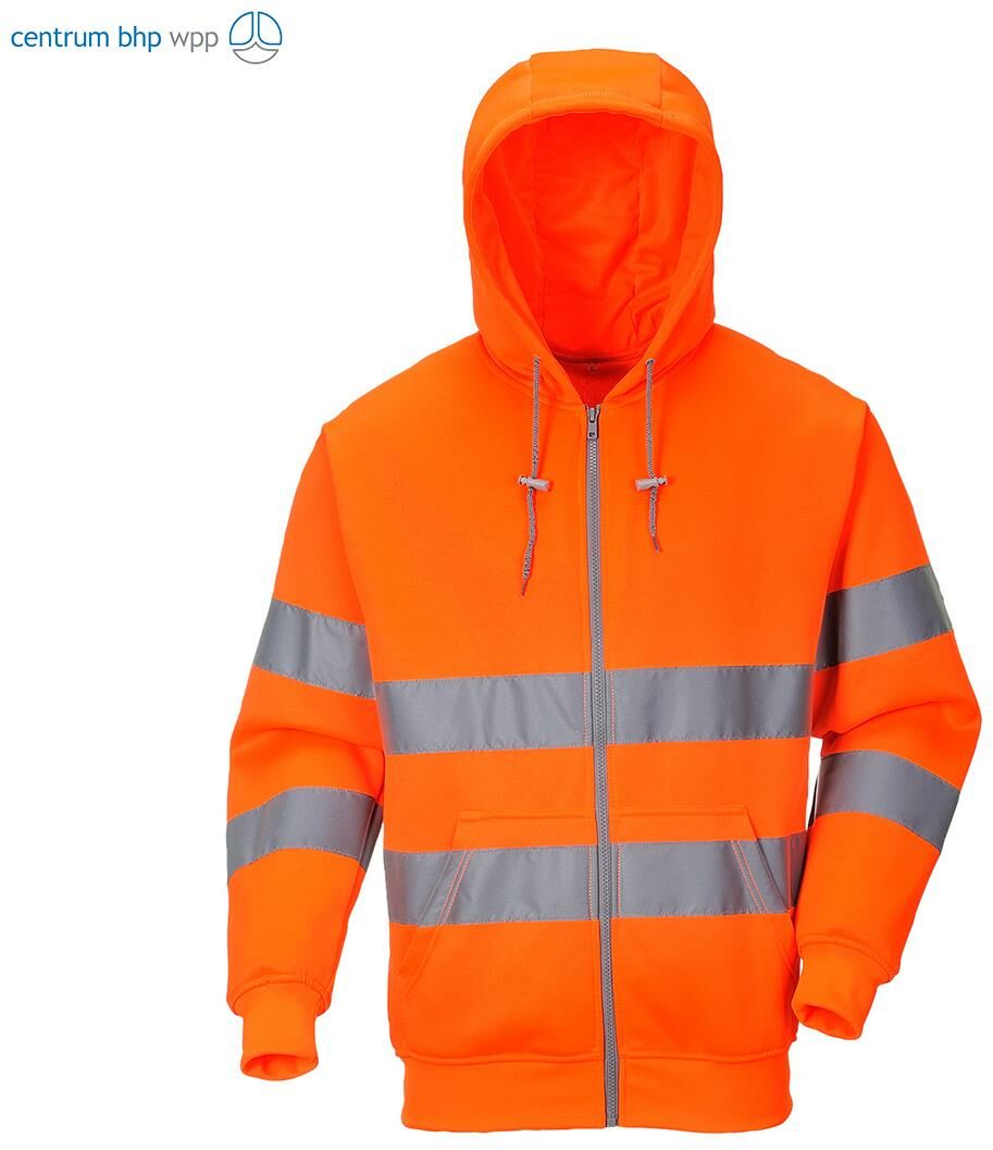 PORTWEST B305 BLUZA OSTRZEGAWCZA Z KAPTUREM ZAPINANA NA ZAMEK BŁYSKAWICZNY; POMARAŃCZOWY