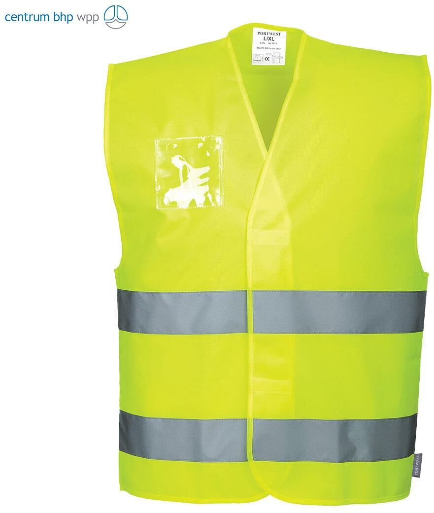 PORTWEST C475 KAMIZELKA OSTRZEGAWCZA Z PODWÓJNYM UCHWYTEM NA IDENTYFIKATOR; ŻÓŁTY (L/XL)