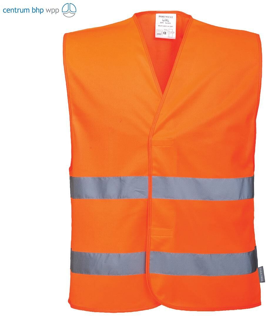 PORTWEST C474 KAMIZELKA OSTRZEGAWCZA Z DWOMA TAŚMAMI POZIOMYMI; POMARAŃCZOWY (L/XL)