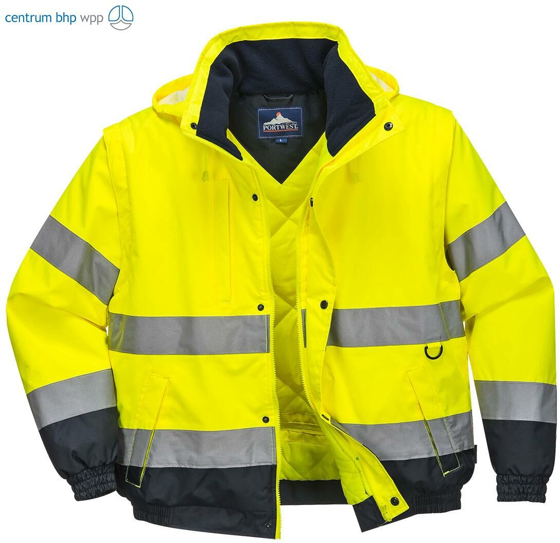 PORTWEST C468 KURTKA OSTRZEGAWCZA 2W1; ŻÓŁTY