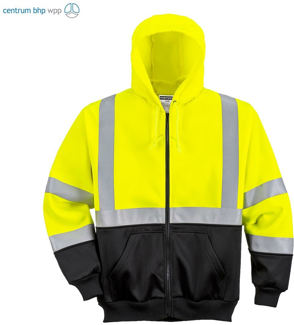 PORTWEST B315 BLUZA OSTRZEGAWCZA DWUKOLOROWA Z KAPTUREM; ŻÓŁTY/CZARNY