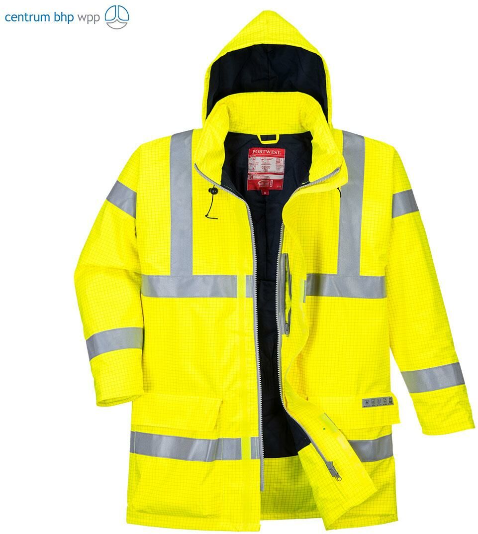 PORTWEST S778 WODOODPORNA KURTKA OSTRZEGAWCZA TRUDNOPALNA I ANTYSTATYCZNA BIZFLAME RAIN ; ŻÓŁTY
