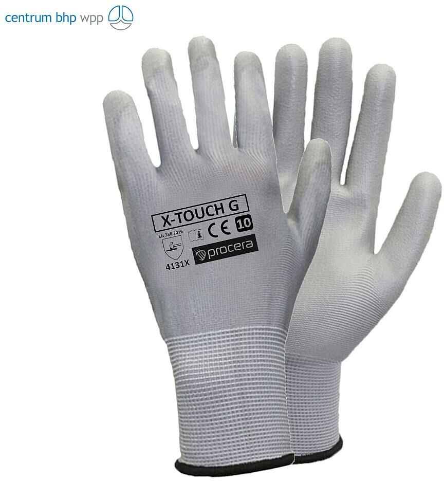 RĘKAWICE OCHRONNE POWLEKANE PU X-TOUCH GRAY; SZARY