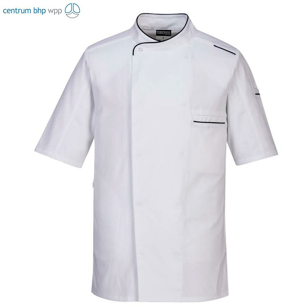 PORTWEST C735 KURTKA SZEFA KUCHNI SURREY Z KRÓTKIM RĘKAWEM; BIAŁY