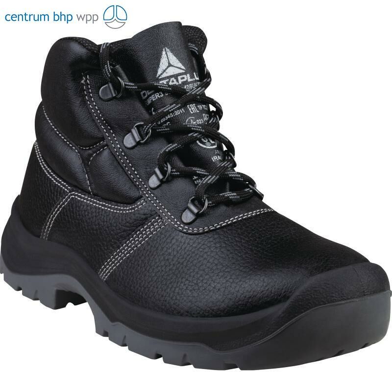 DELTAPLUS JUMPER3 S3 SRC TRZEWIKI ZE SKÓRZANEGO KRUPONU BARWIONEGO, PODESZWA Z DWUWARSTWOWEGO PU (CZARNY)