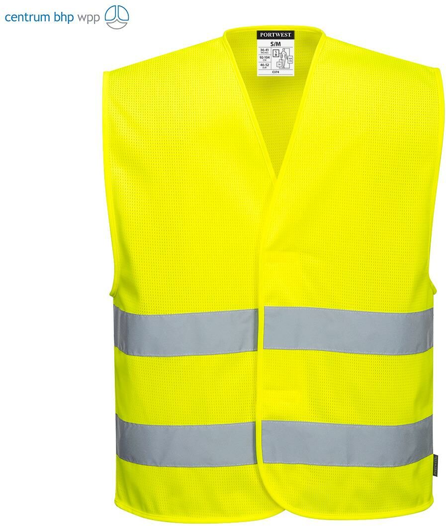 PORTWEST C374 KAMIZELKA OSTRZEGAWCZA SIATKOWA Z DWOMA TAŚMAMI ; ŻÓŁTY (L/XL)