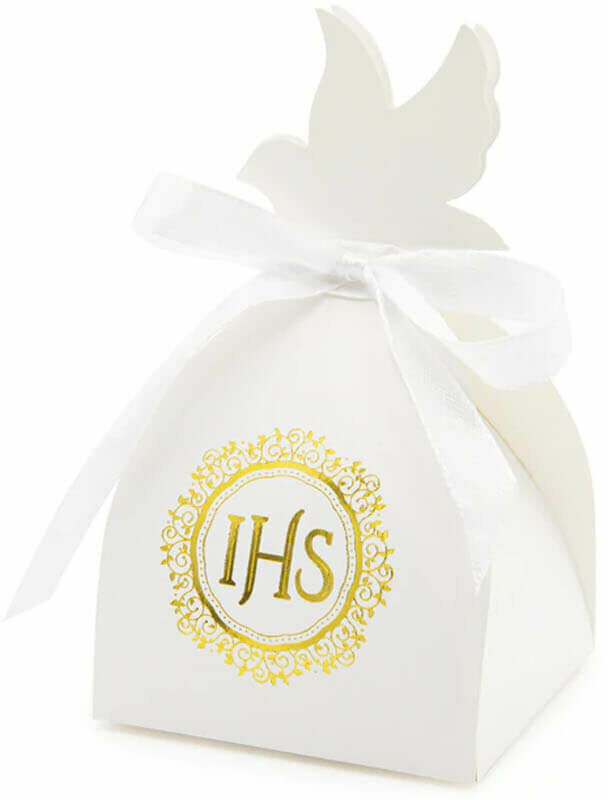 Pudełeczka dla gości IHS ze złotym ornamentem - 6 szt.