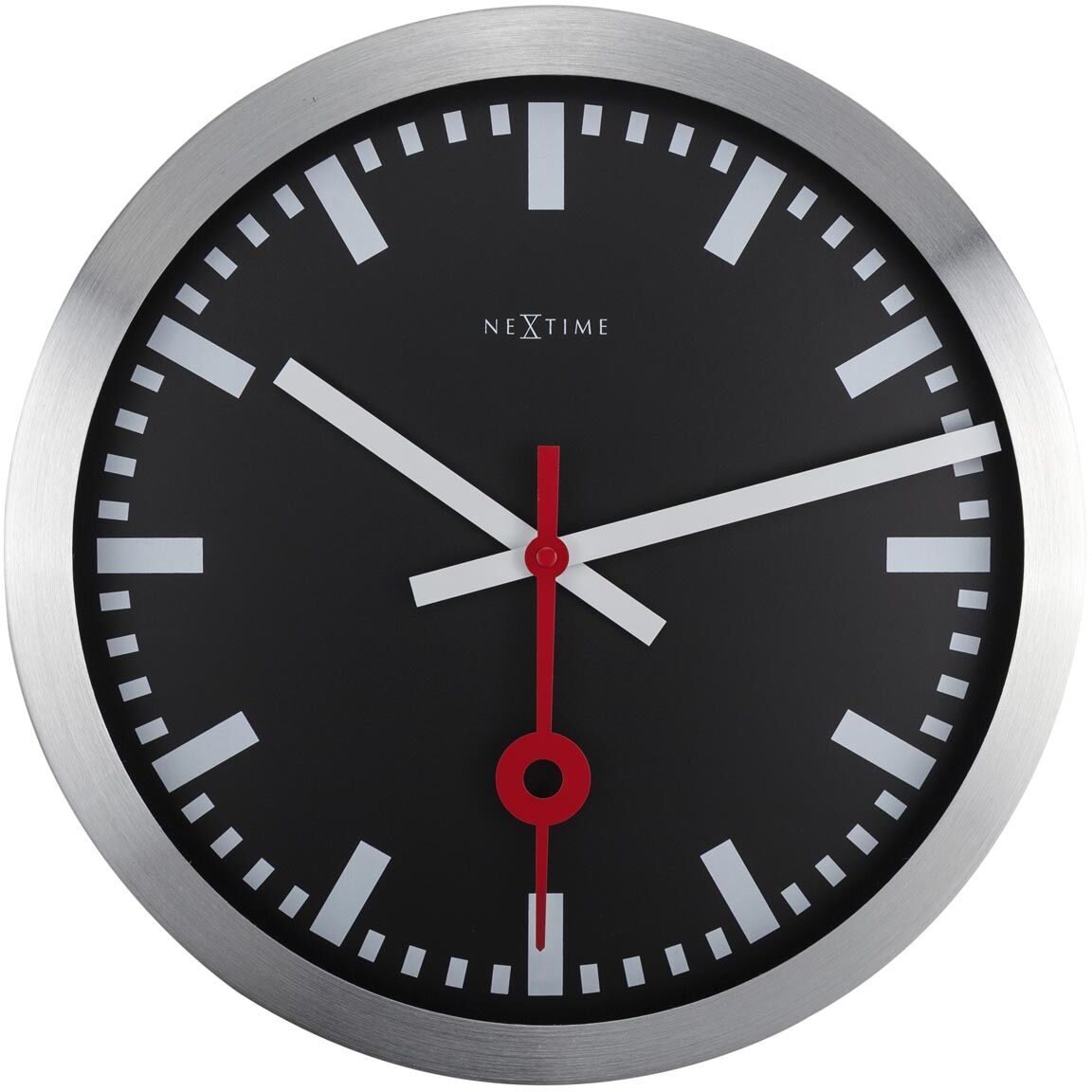 Nextime Zegar ścienny z indeksami (czarny, 35 cm) Station