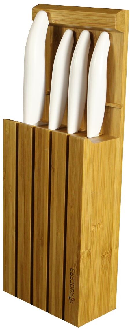 Kyocera Blok bambusowy z 4 nożami (białymi)
