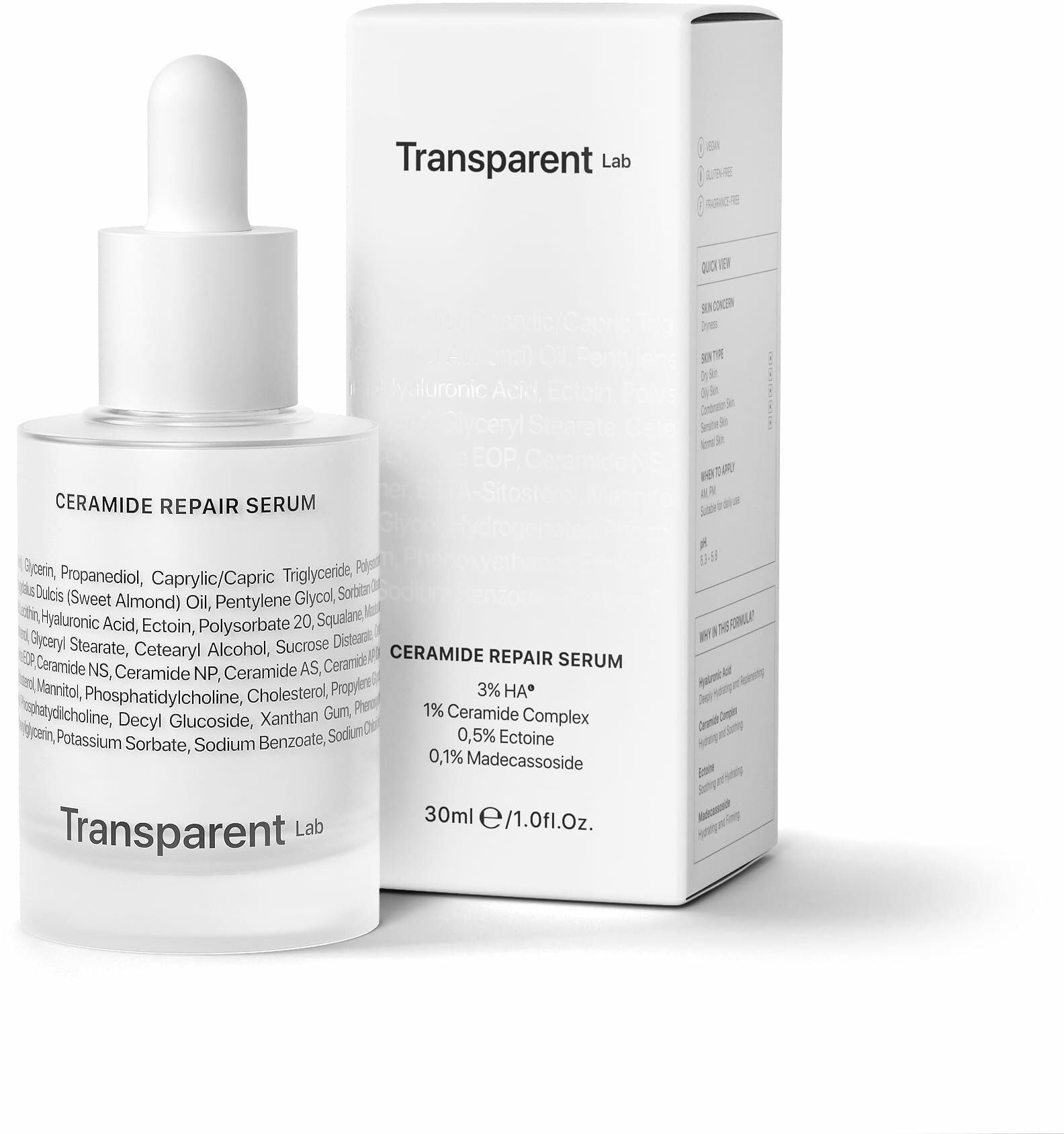 Transparent Lab CERAMIDE REPAIR SERUM - Intensywnie Regenerujące Serum z Ceramidami 30 ml