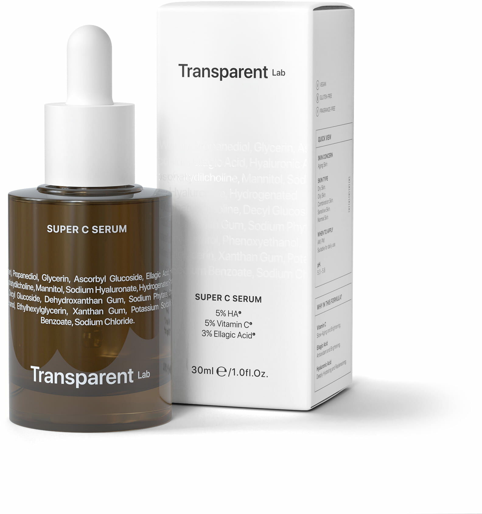 Transparent Lab SUPER C SERUM - Serum z Witaminą C 5% i Kwasem Hialuronowym 30 ml