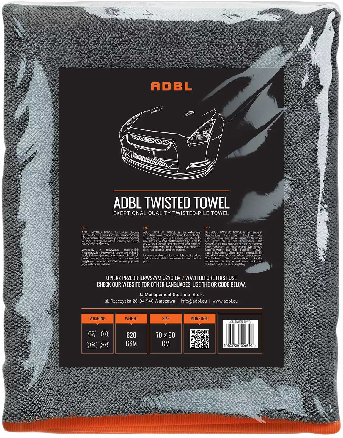 ADBL Twisted Towel  bardzo chłonny ręcznik do osuszania, 620gsm, 70x90cm