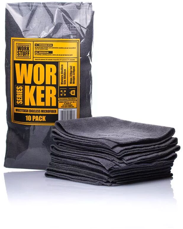Work Stuff Worker 10-pack  delikatna mikrofibra bez obszycia, 40x40cm, 320gsm