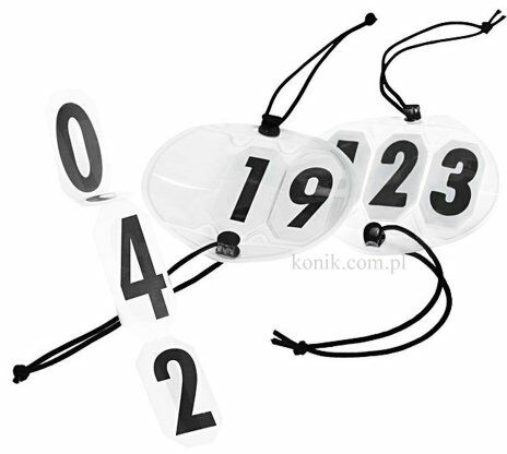 HORZE Numerek startowy 3 cyfry mocowane na gumki 2 szt