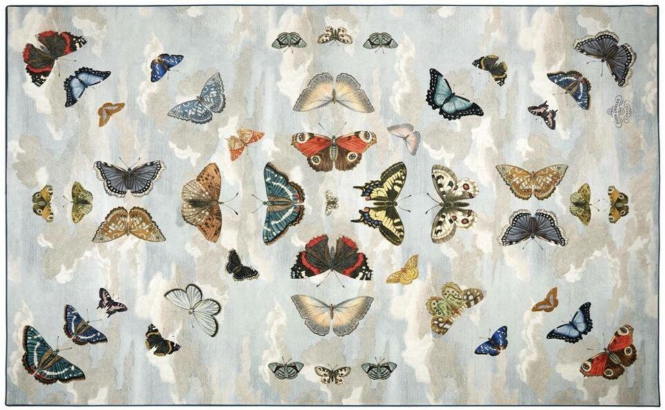 John Derian Dywan ręcznie tkany Mirrored Butterflies Sky