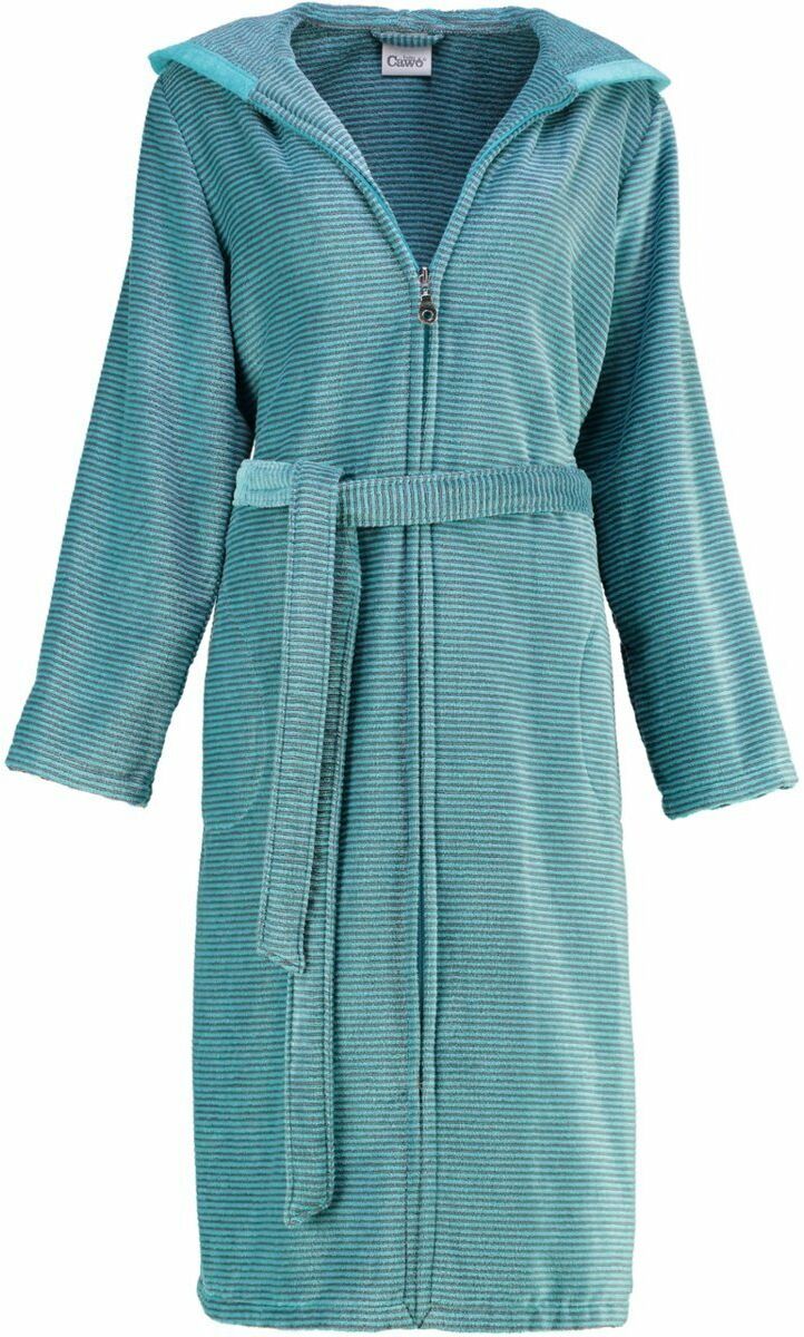 Cawo Szlafrok damski Two Tone Zip Hooded Turquoise