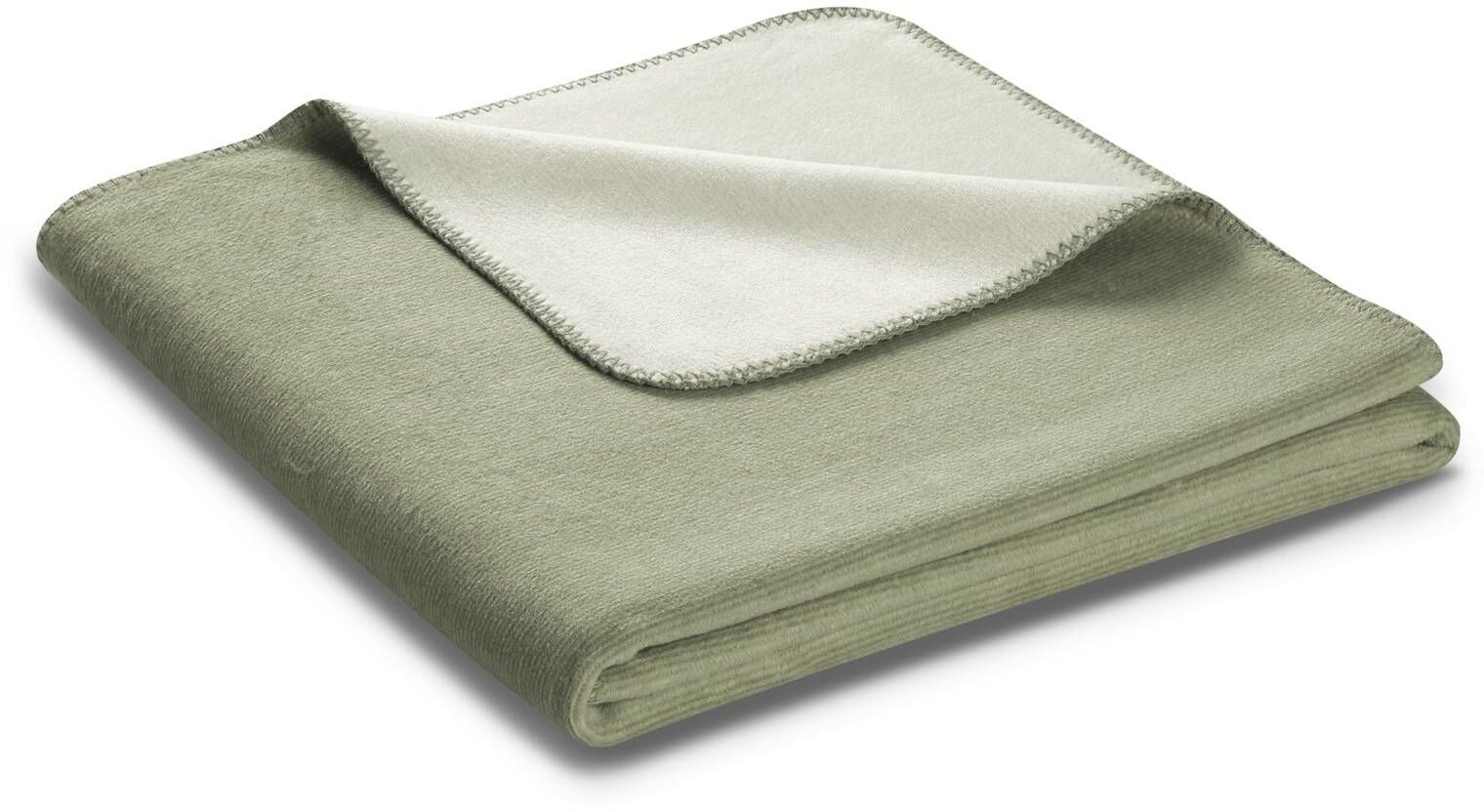 Biederlack Koc Melange Doubleface Jadegrun-Natur