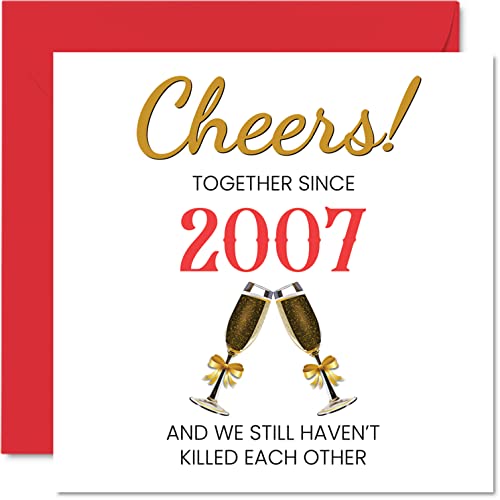 Zabawna kryształowa kartka rocznicowa dla męża żony - Together Since 2007 - kartki z okazji 15. rocznicy ślubu dla partnera, prezenty 