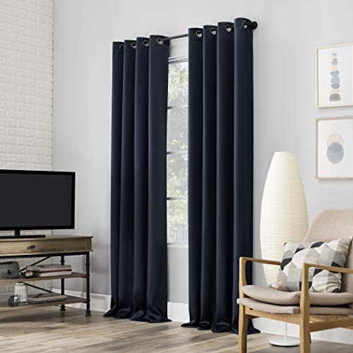 Sun Zero 2-pak Theater Grade Extreme 100% zaciemniające oczka zasłona panelowa para, granatowy, 130 cm x 213 cm