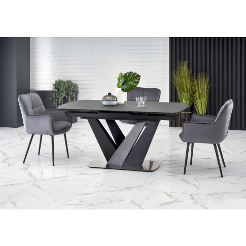Rozkładany stół popielato-czarny PATRIZIO Halmar