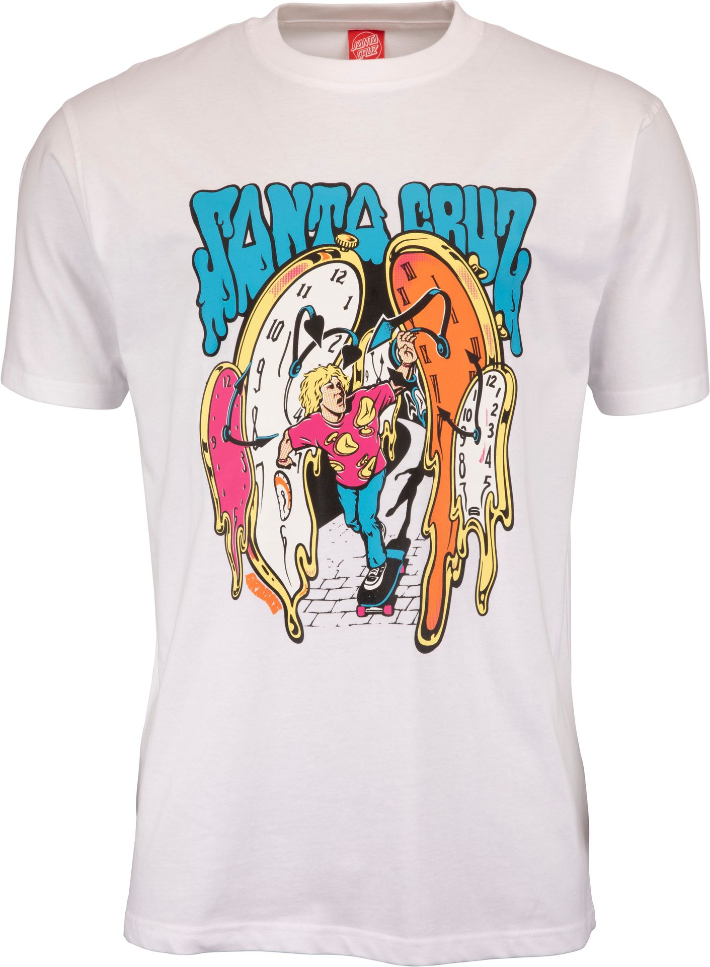 t-shirt męski SANTA CRUZ GRABKE MELTING CLOCKS TEE White