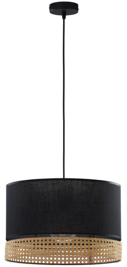 Lampa wisząca rattanowa do jadalni PAGLIA BLACK szer. 38cm czarny