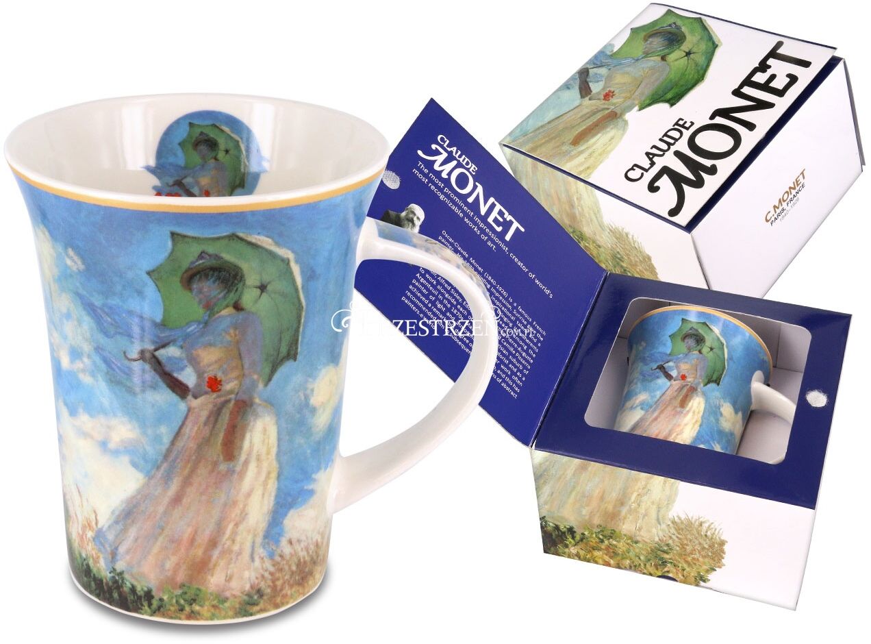 KUBEK PORCELANOWY CARMANI - CLAUDE MONET - Kobieta z parasolem