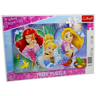 Trefl Puzzle 15 Ramkowe Księżniczki Trzy uśmiechy