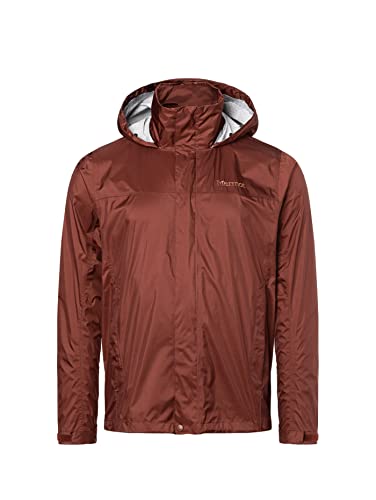 Marmot Meżczyzni PreCip Eco Jacket S22, Wodoodporna kurtka przeciwdeszczowa, oddychający płaszcz przeciwdeszczowy z kapturem, lekka wiatrówka hardshell na wędrówki, Whiskey Brown, XL