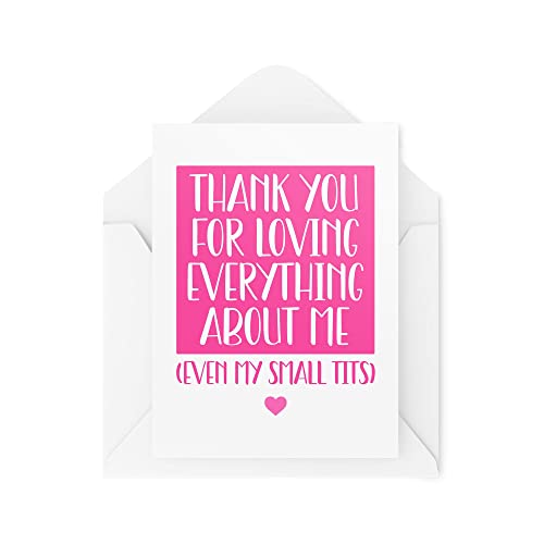 Śmieszne kartki | Thank You For Loving Everything About Me Except My Small T*ts | Walentynki Rocznica Mąż Chłopak Dziewczyna CBH958