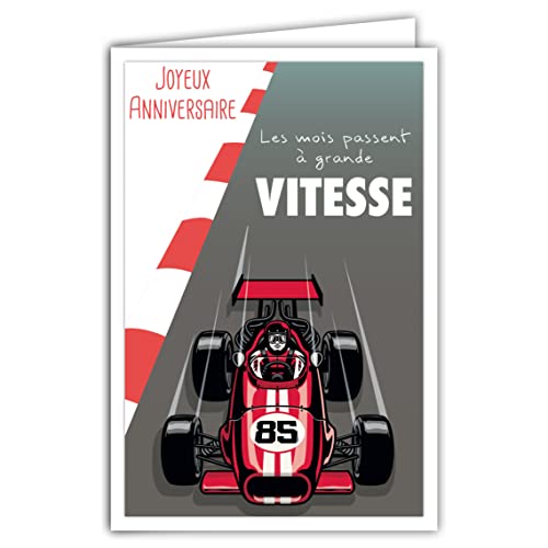 Afie 69-4324 Karta urodzinowa z kopertą - plakat mini plakat w formacie 17x11,5cm - Retro Vintage Car Racing Car