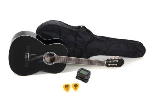 Gewa PURE PURE Gitara koncertowa zestaw podstawowy 4/4 czarny, w zestawie torba, tuner z klipsem i 2 kostkami PS510186