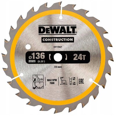 DeWalt Piła Tarcz.136x10mmx24z Dt1947-qz DT1947-QZ