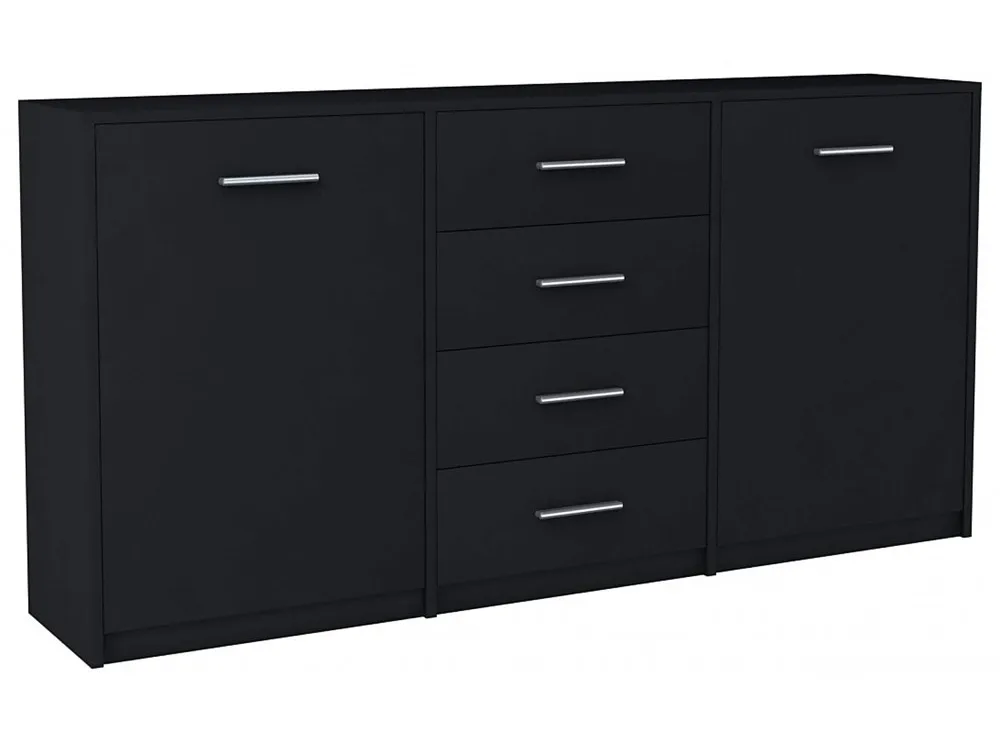 Czarna Komoda Z Szufladami I Półkami A8-F29