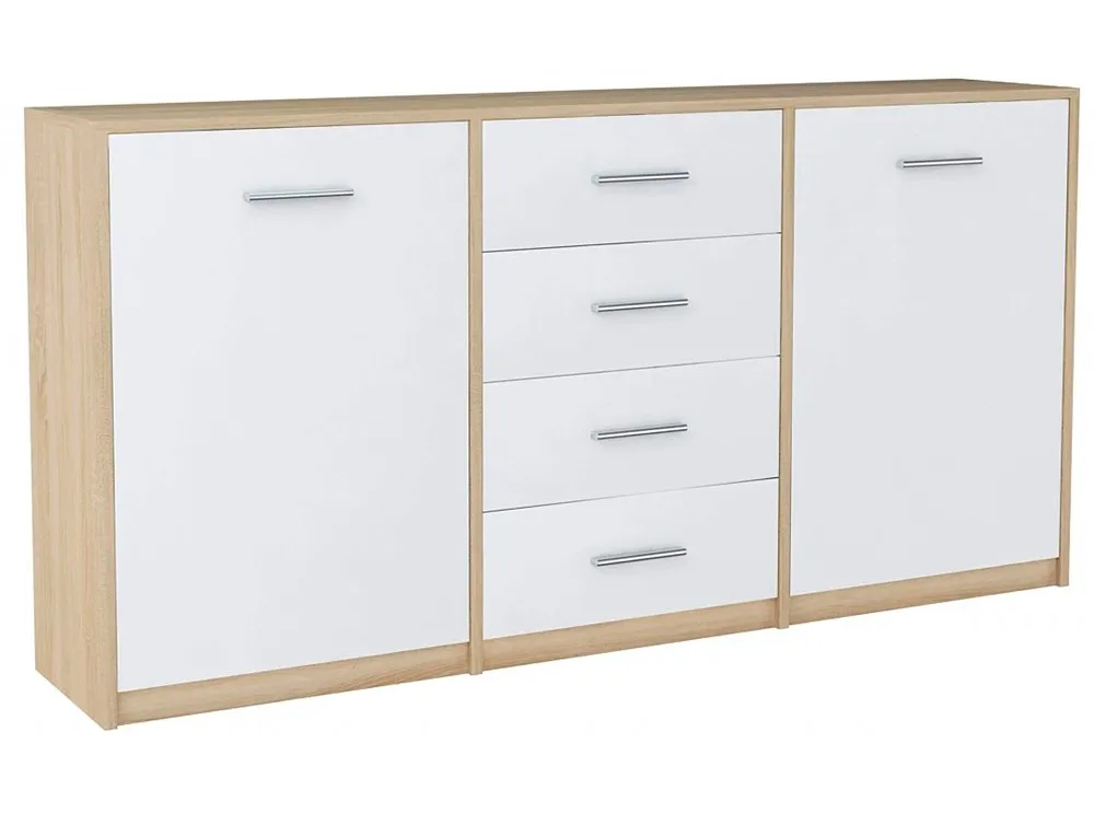 Komoda z 4 szufladami dąb sonoma + biały L9-S58