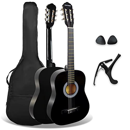 3rd Avenue Hiszpańska gitara klasyczna Junior Kids 3rd Avenue XF w zestawie startowym dla początkujących, rozmiar 3/4, gitara akustyczna z nylonowymi strunami, futerałem, kapodastrem i kostkami