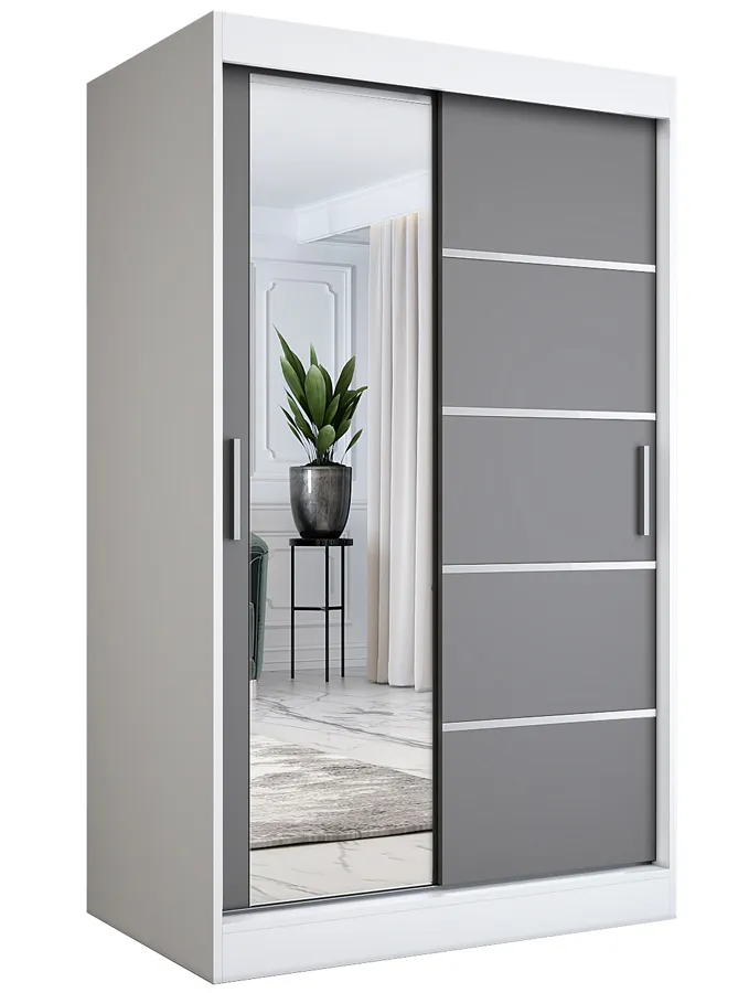 Szafa dwudrzwiowa z drzwiami przesuwnymi biały + antracyt 120x200 przesuwna F7-Z67