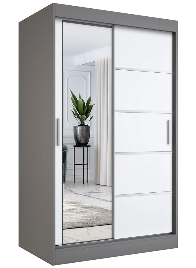 Szafa przesuwna 120 cm antracyt + biały N3-C86