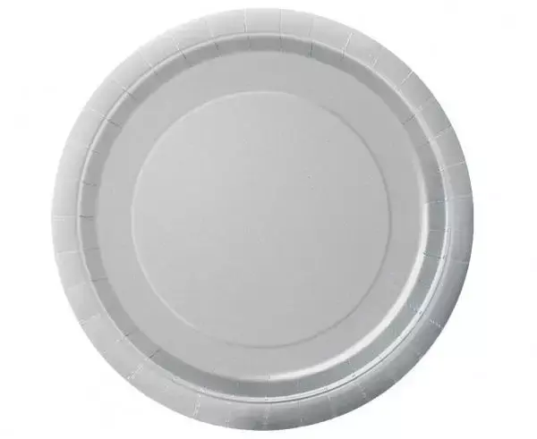 Talerzyki papierowe srebrne 23cm 8szt - Godan