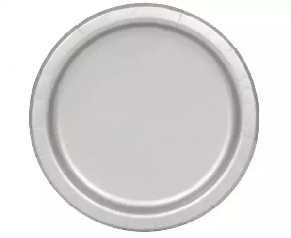 Talerzyki papierowe srebrne 23cm 16szt - Godan