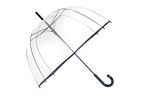 SMATI Długi przezroczysty parasol - Kształt dzwonka; Klasyczny i podstawowy; Automatyczne otwieranie; Średnica = 85 cm; Parasol damski; Kolor czarny, czarny, złoty, srebrny, Taille unique, Modny