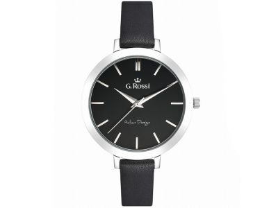 Zegarek DAMSKI z CZARNĄ TARCZĄ cienki pasek ze SKÓRY