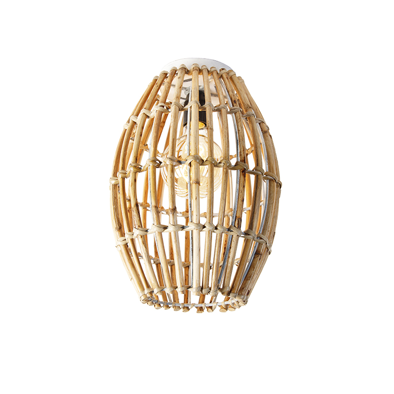 QAZQA Wiejska lampa sufitowa bambusowa z białym - Canna Capsule
