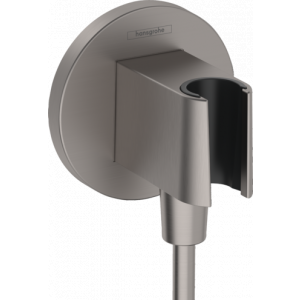 HANSGROHE 26888340 FixFit S przyłącze węża z uchwytem prysznicowym, czarny chrom szczotkowany