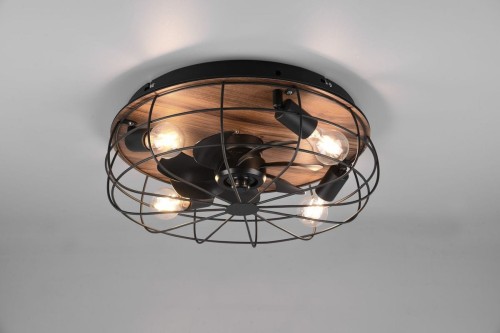 Trondheim lampa sufitowa 4-punktowa z wentylatorem i pilotem czarna/brązowa R61105032