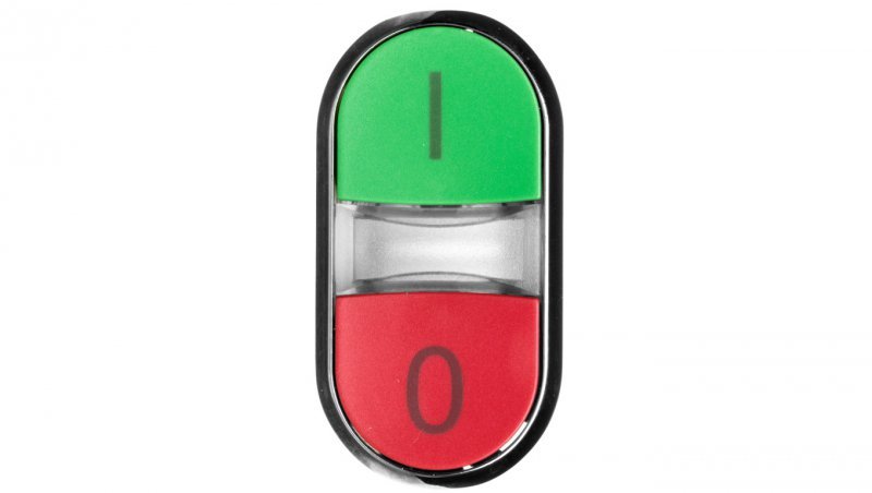 Napęd przycisku podwójnego 22mm zielony /I/ i czerwony /O/ z podświetleniem metalowy IP69k Sirius ACT 3SU1051-3AB42-0AK0