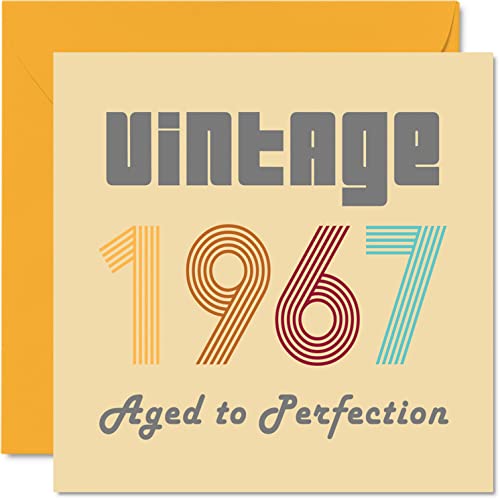 top Kartki na 55. urodziny dla mężczyzn i kobiet - vintage 1967 Aged To Perfection - 55 kart urodzinowych zabawna dla niej, 145 mm x 145 mm urodziny kartki z życzeniami dla dziadka babci mamy taty