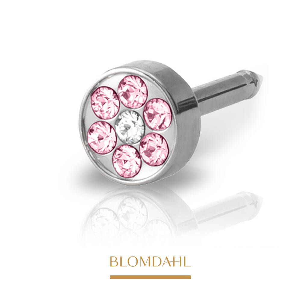 Blomdahl - Kolczyk Brilliance Plenary Light Rose/ Crystal 5mm 2szt