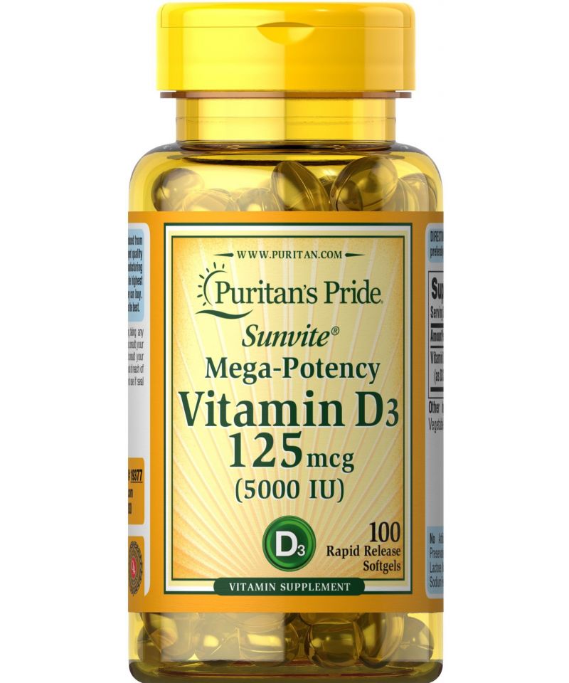 Puritan's Pride Witamina D3 5000 IU - 200 kapsułek